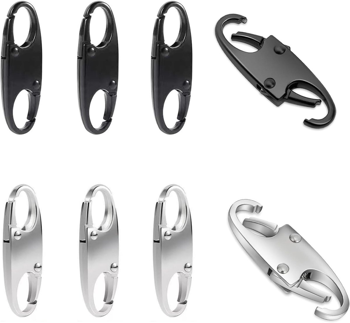 Pack van 8 Antidiefstalclips voor Rugzakken, Tassen en Koffers - Veiligheid en Bescherming tegen Diefstal (Zwart, Zilver)