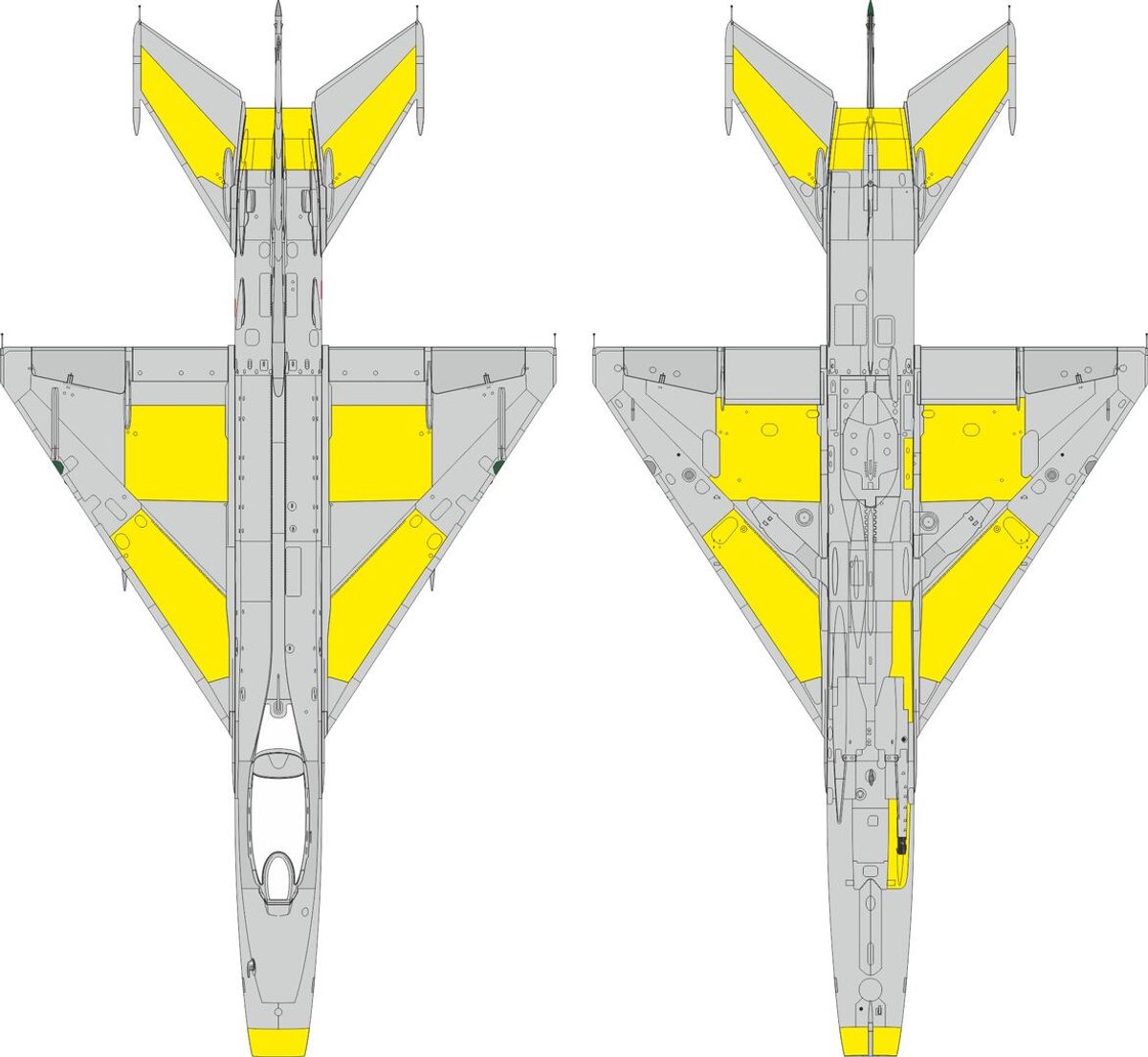 Eduard Modelbouwpakket - EX1193 Maskering Set voor Oppervlaktepanelen van Mikoyan-Gurevich MiG-21F - Accessoires set - 1:48 - Modelbouw
