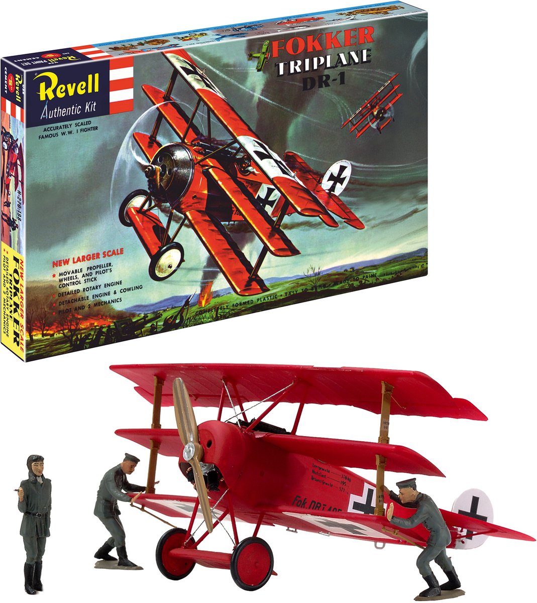 Revell Modelbouwpakket Vliegtuigen - 03762 Fokker Dr.I Triplane WWI - 75 Years Plastic Modelling - Duits Jachtvliegtuig Plastic - 1:28 - Modelbouw