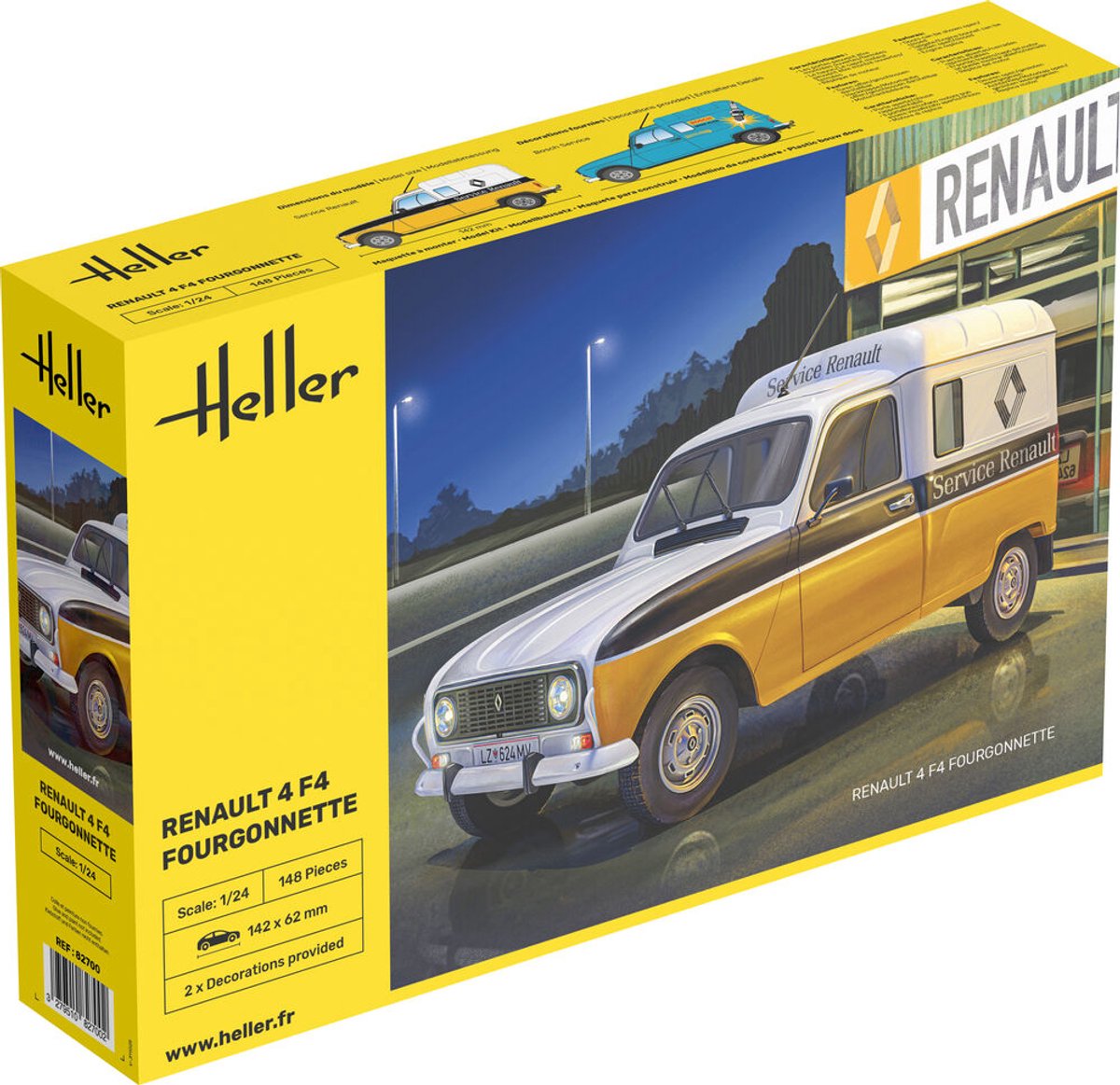 Heller Modelbouwpakket Auto - 82700 Renault 4 F4 Fourgonnette - Franse Klassieke Bestelwagen Plastic - 1:24 - Modelbouw