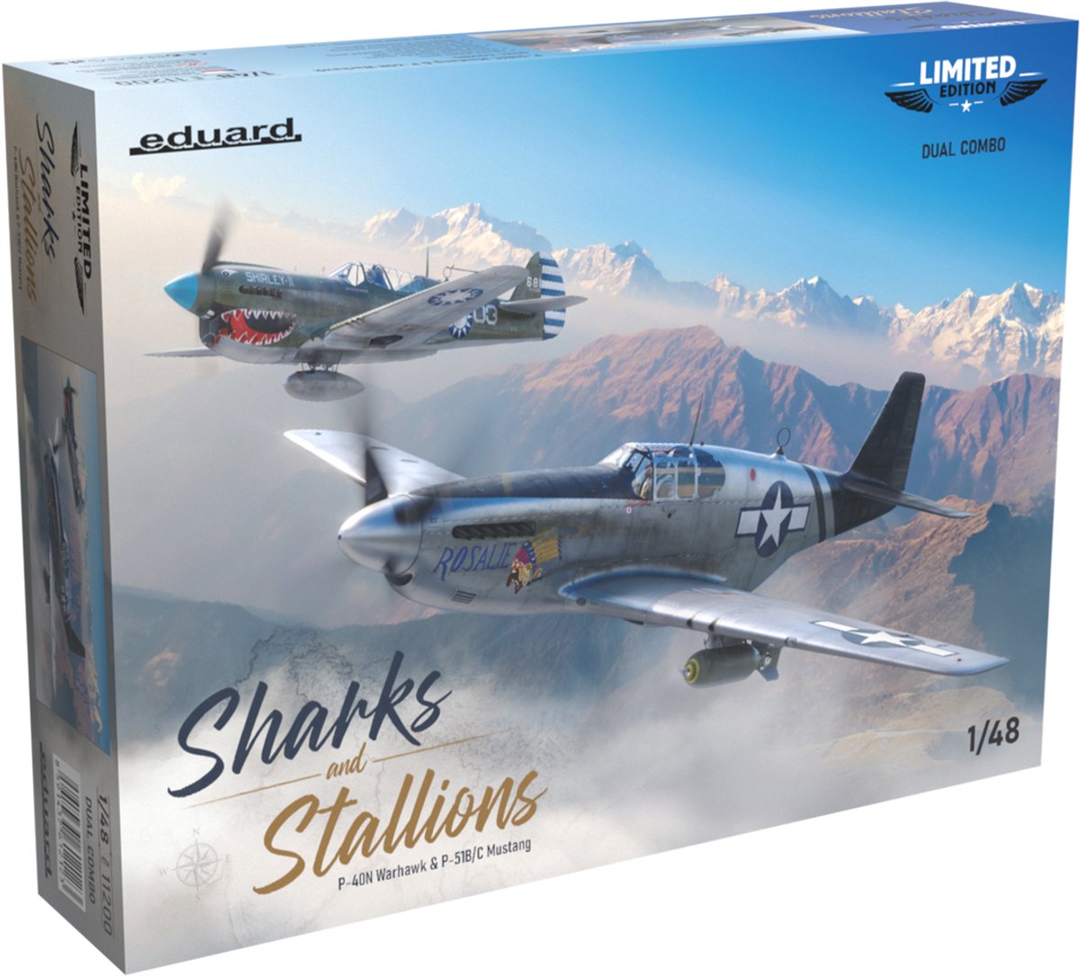 Eduard Modelbouwpakket Vliegtuigen - 11200 Sharks and Stallions P-40N Warhawk - P-51B/C Mustang WWII - 2 Amerikaanse Jachtvliegtuigen Plastic - 1:48 - Modelbouw