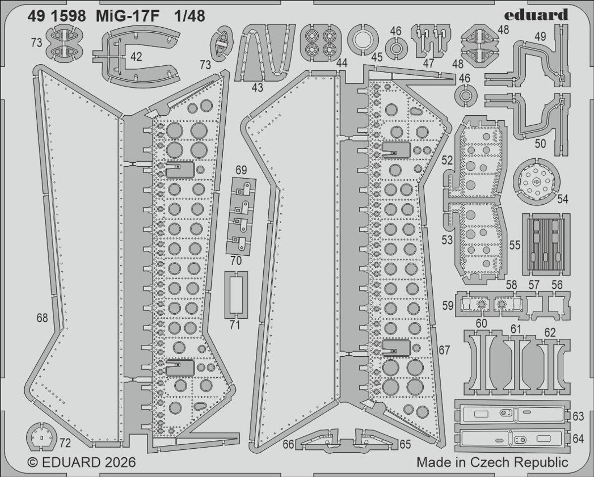 Eduard Modelbouwdecoratie - 491598 Accessoires Set voor Mikoyan-Gurevich MiG-17F - Photo-etch