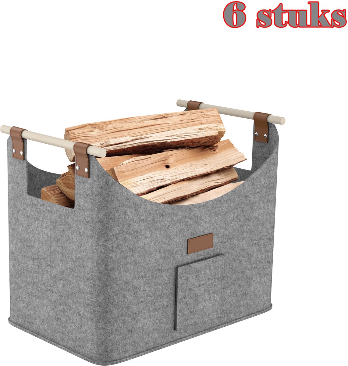 Houtmand 6 Stuks - Opvouwbaar - Vilt - 50 x 32 x 40 cm - Lichtgrijs