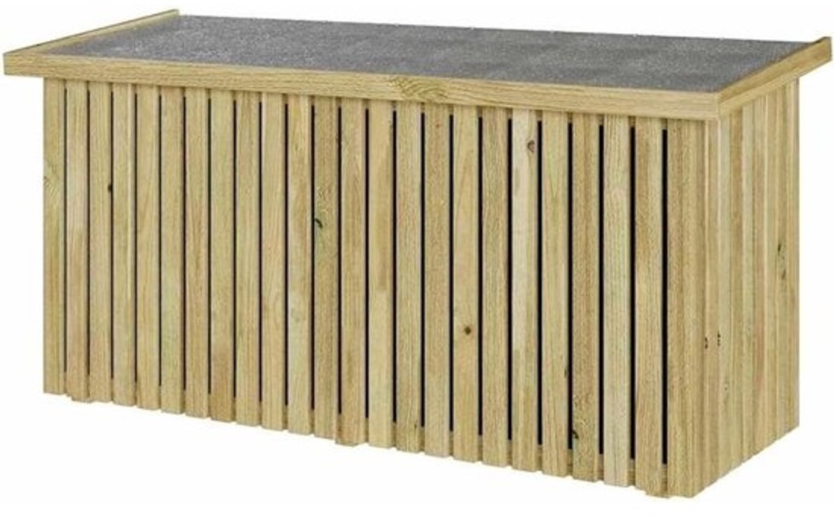 Tuinopbergdoos - Opbergkist Buiten - Tuinspullen Opbergen - Weerbestendig Grenenhout - 119 x 44 x 58 cm - Naturel