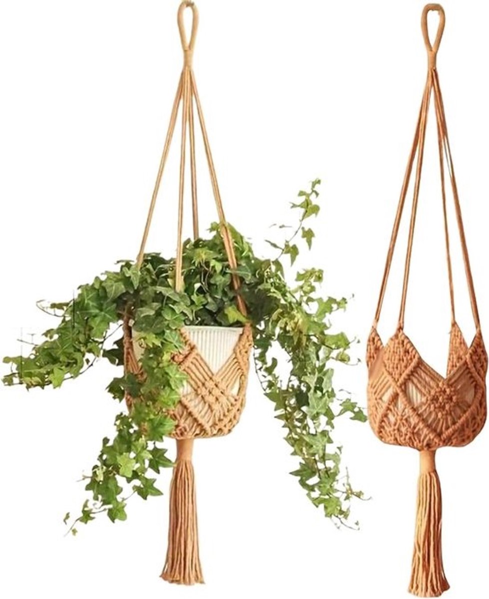 Boho-plantenhanger - Gehaakte hanger - Woondecoratie - Verstelbare banden - 89 cm - Niet gespecificeerd