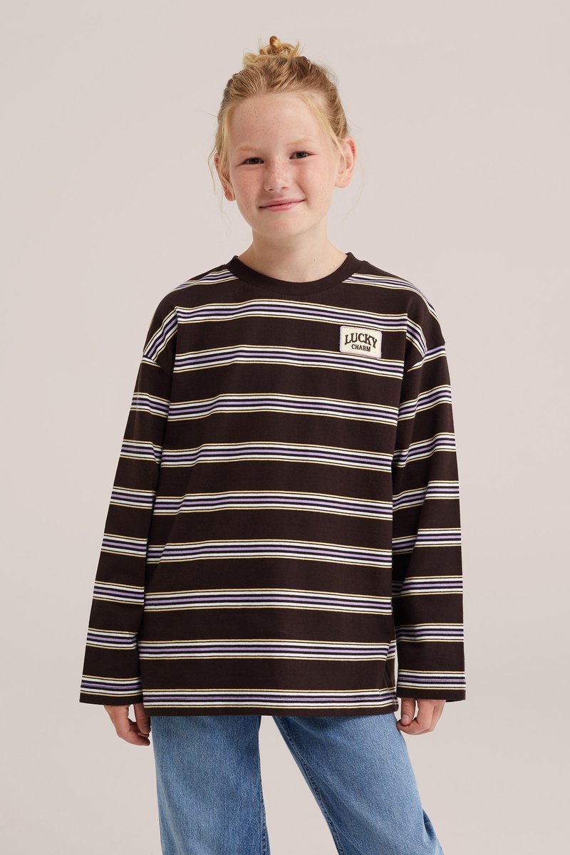 WE Fashion Meisjes oversized gestreept T-shirt