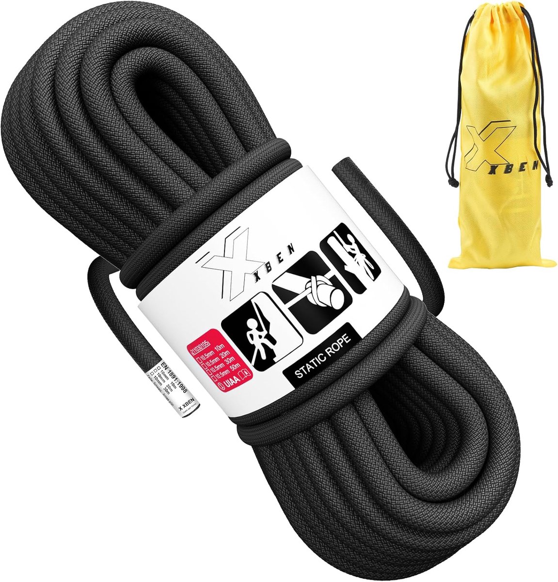 Statische touw 10mm - 27.3KN belasting - UIAA gecertificeerd - Perfect voor hoogte- en reddingswerkzaamheden - ShopVlot