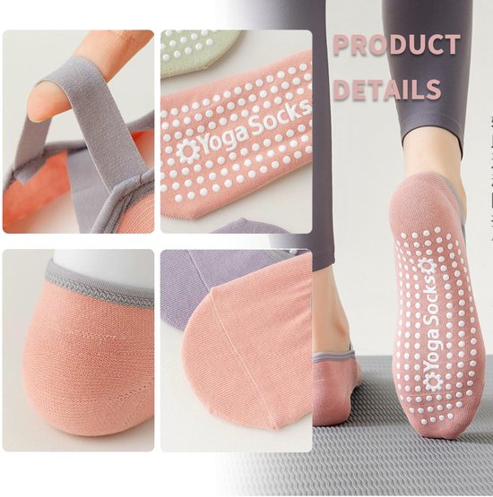 Dailygoods- Yogasokken Antislip - Pilatesokken - Gripsokken Dames/Heren - Zacht - 4 Paar - Ideaal voor Yoga/Pilates/Dans van Dailygoods — afbeelding 2