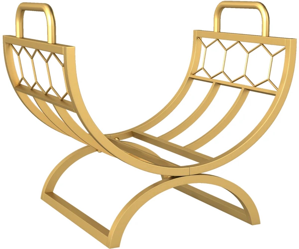 Haardaccessoires - Brandhoutrek Voor Binnengebruik - 46 x 36 x 41 cm - Voor Open Haard En Oven - Metaal - Goud