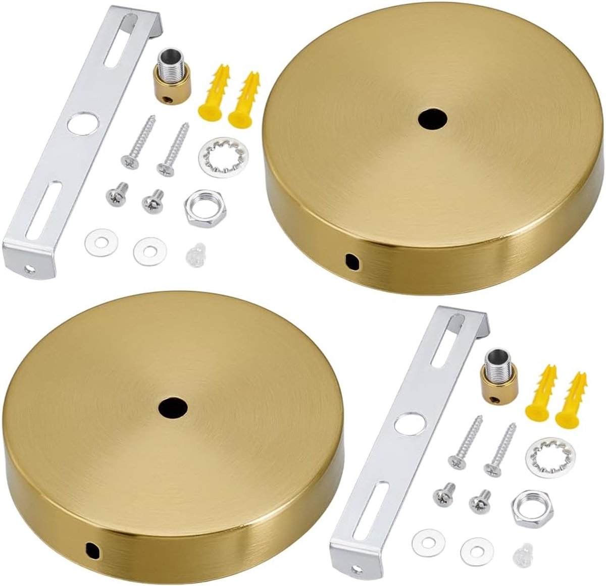 PH PandaHall 2 Sets 4.6 Inch Light Shade Kit, Ceiling Cover Plate Gold Round Chandelier Ceiling Plate Replacement Pendant Light Kit for DIY Project Li