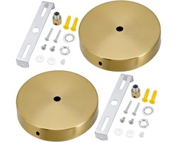 PH PandaHall 2 Sets 4.6 Inch Light Shade Kit, Ceiling Cover Plate Gold Round Chandelier Ceiling Plate Replacement Pendant Light Kit for DIY Project Li