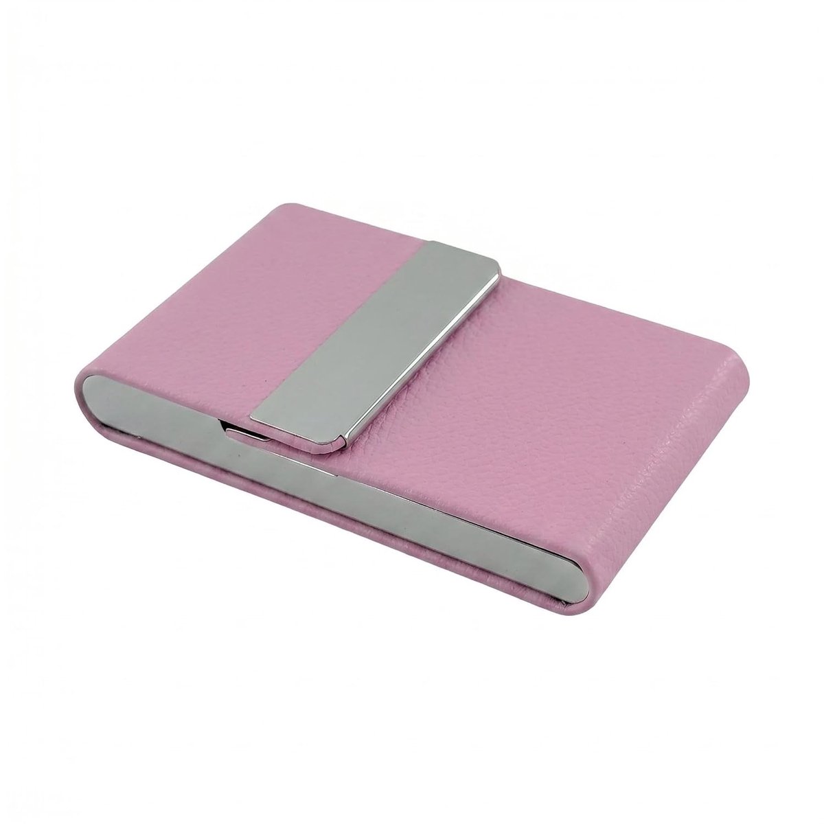 Sigarettenetui, slank, metaal, PU-leer, magnetisch, klein, smal, voor heren en dames, elegante opbergdoos (roze) - ShopVlot