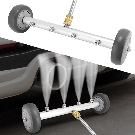 SnelShoppen - QWORK Auto Hogedruk Onderwasserreiniger, Basisplaat Hogedrukreiniger, Waterbezem met 2 Verlengstangen, 4000 PSI, Effectieve Bodemreinigi van Snelshoppen — afbeelding 5