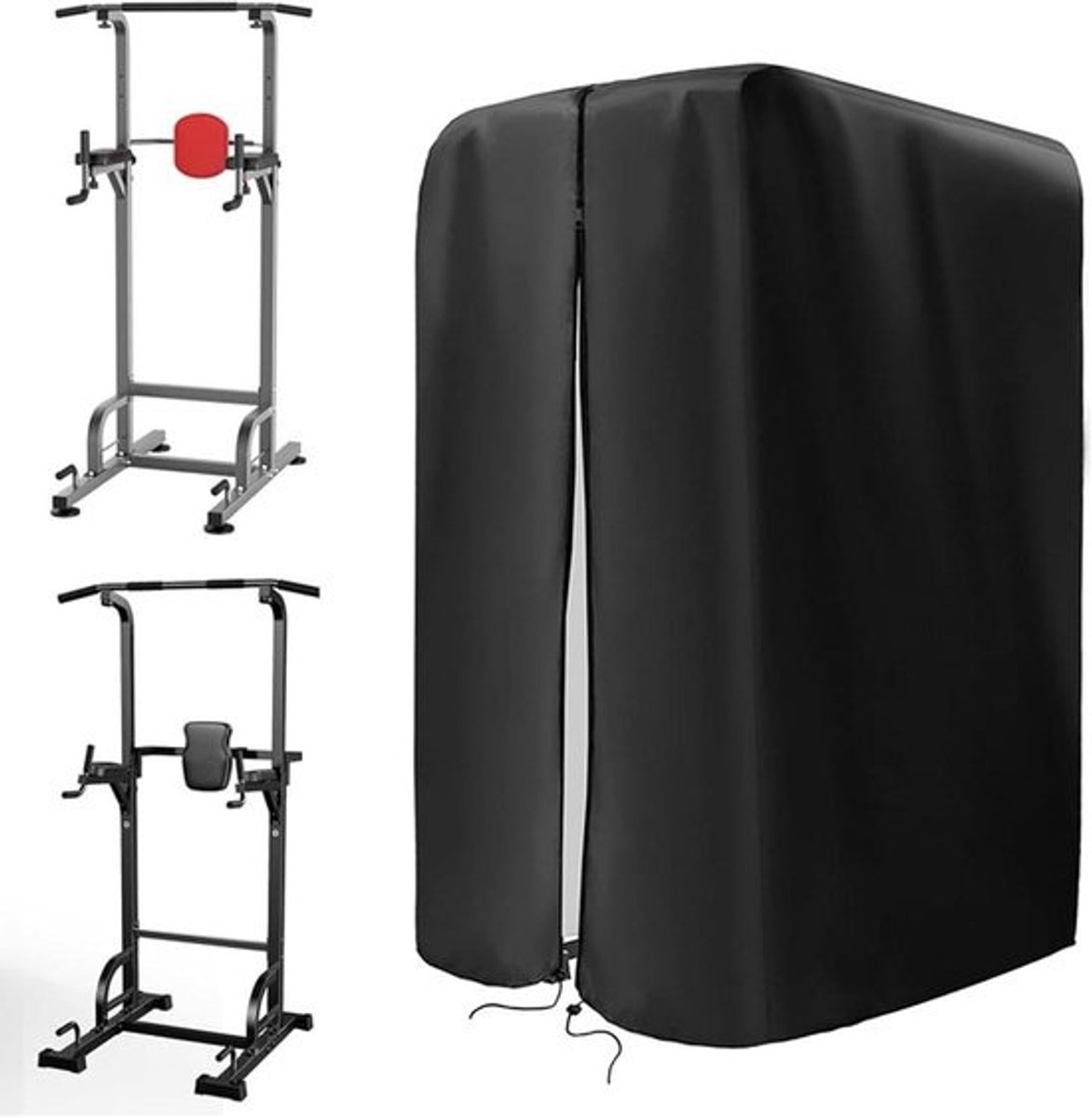 Hoes voor squat rack - Hoes voor fitnessapparatuur - Beschermt apparatuur - Onderhoudsarm - 42x40x88 inch - Zwart