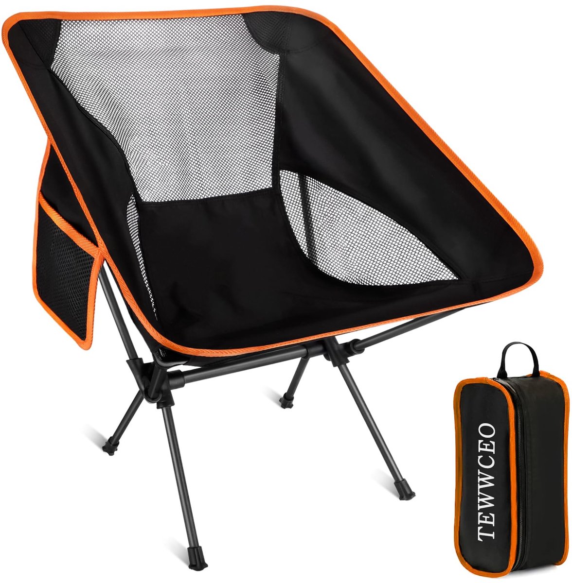 SnelShoppen - Opvouwbare Kampeerstoel - Ultralichte Draagbare Stoel met Draagtas - Perfect voor Picknicks, Vissen, Wandelen, Kamperen, Buiten - Zwart