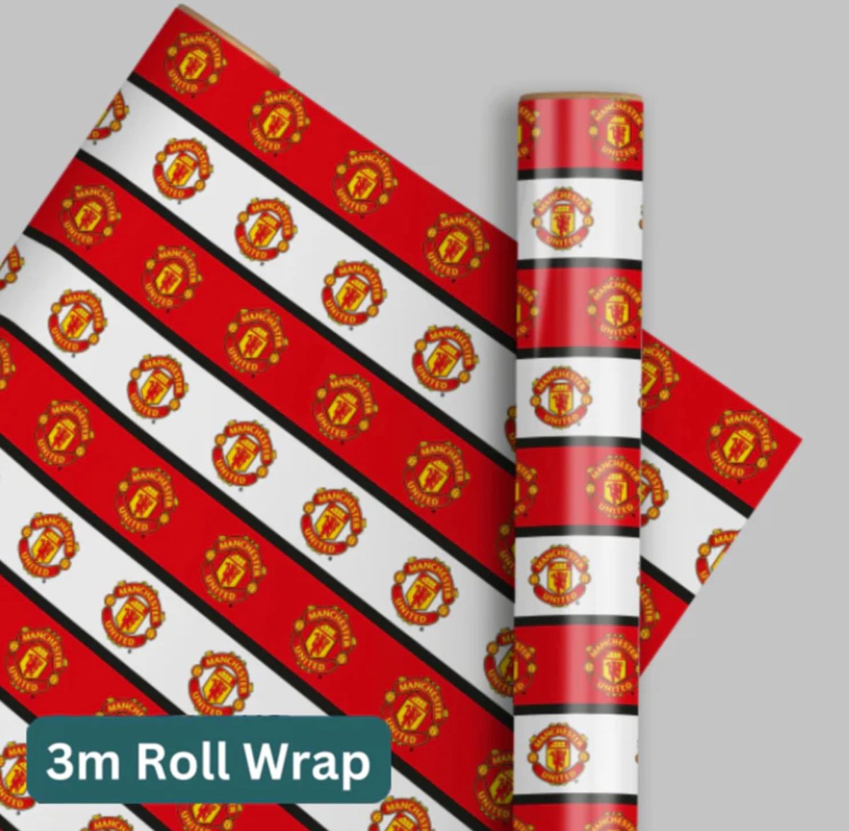 SnelShoppen - Manchester United FC Verpakking Papier Rol 3M Voetbal Verjaardag Cadeau Wrap - Feestelijk, Sterk, Geschikt voor Kinderen en Volwassenen