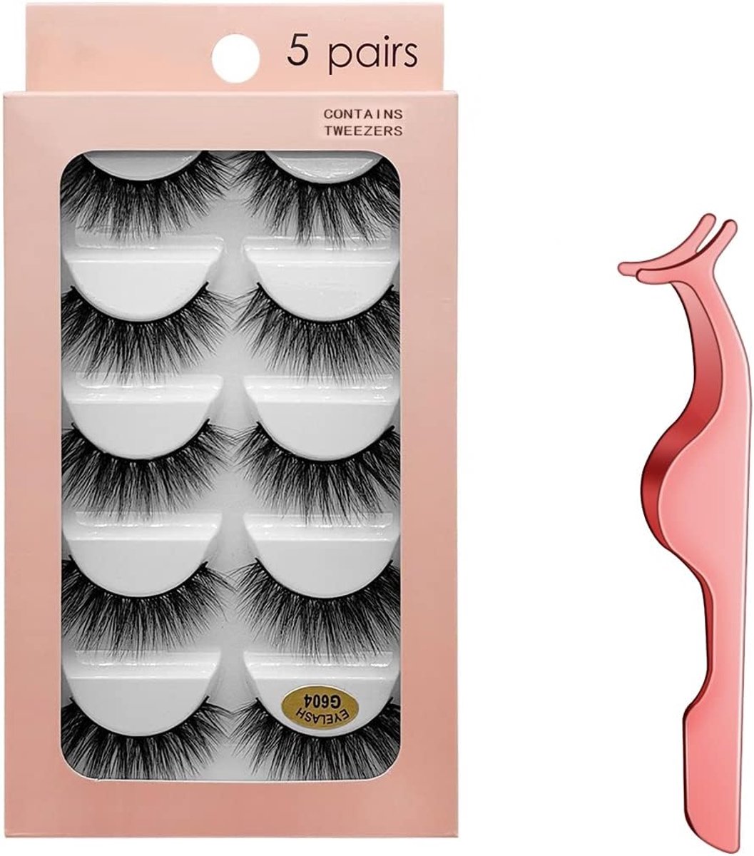 Juego de 10 pares de pestañas postizas 3D hechas a mano, naturales y gruesas, incluye pinzas pestañas falsas(G604) - ShopVlot
