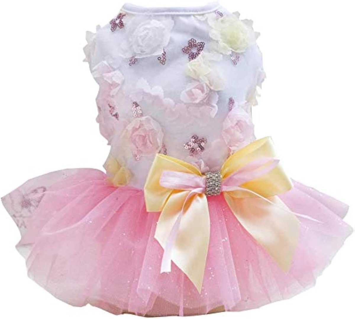 Izefia Dog Dress Puppy Skirt Dog Princess Dresses Rdc Pet Tutu Flower and Sequins Dot Wedding Lace Dress Luxury - ShopVlot