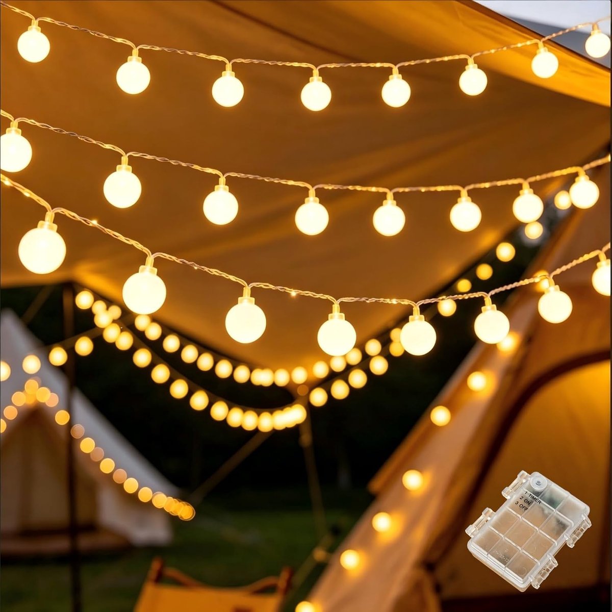 SnelShoppen - Fairy Lights Buiten Batterij Aangedreven 6 m 40 LED Globe Lampjes Warm Wit met Timer IP65 Waterdicht voor Kerst, Slaapkamer, Bruiloft, B