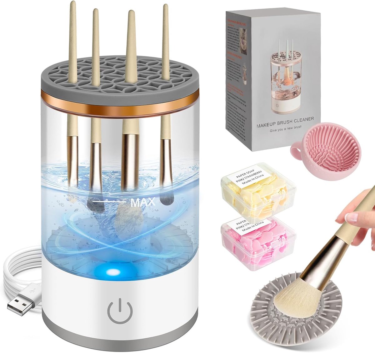 Electric Makeup Brush Cleaner, Make Up Brush Cleaner Electric, Make Up Brush Cleaner USB Rechargeable, Brush Cleaning - ShopVlot