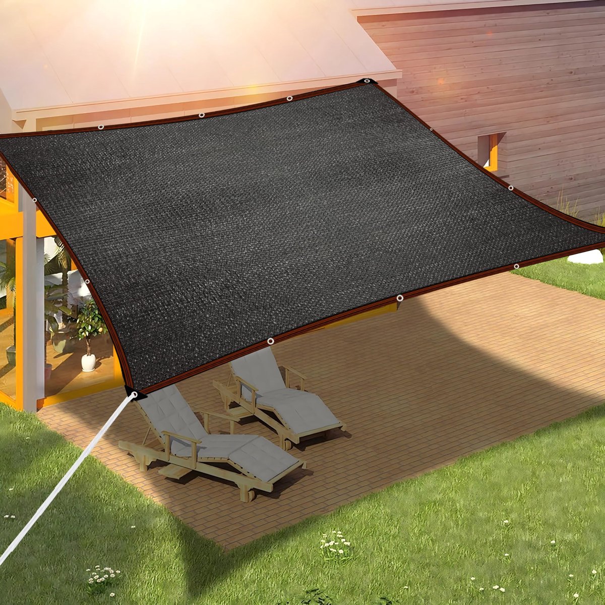 SnelShoppen - Schaduwnet 2x3m met Ogen, 70% Schaduwpercentage, UV-bestendig, Zwart voor Plantenbescherming, Broeikas, Kennel en Schuur