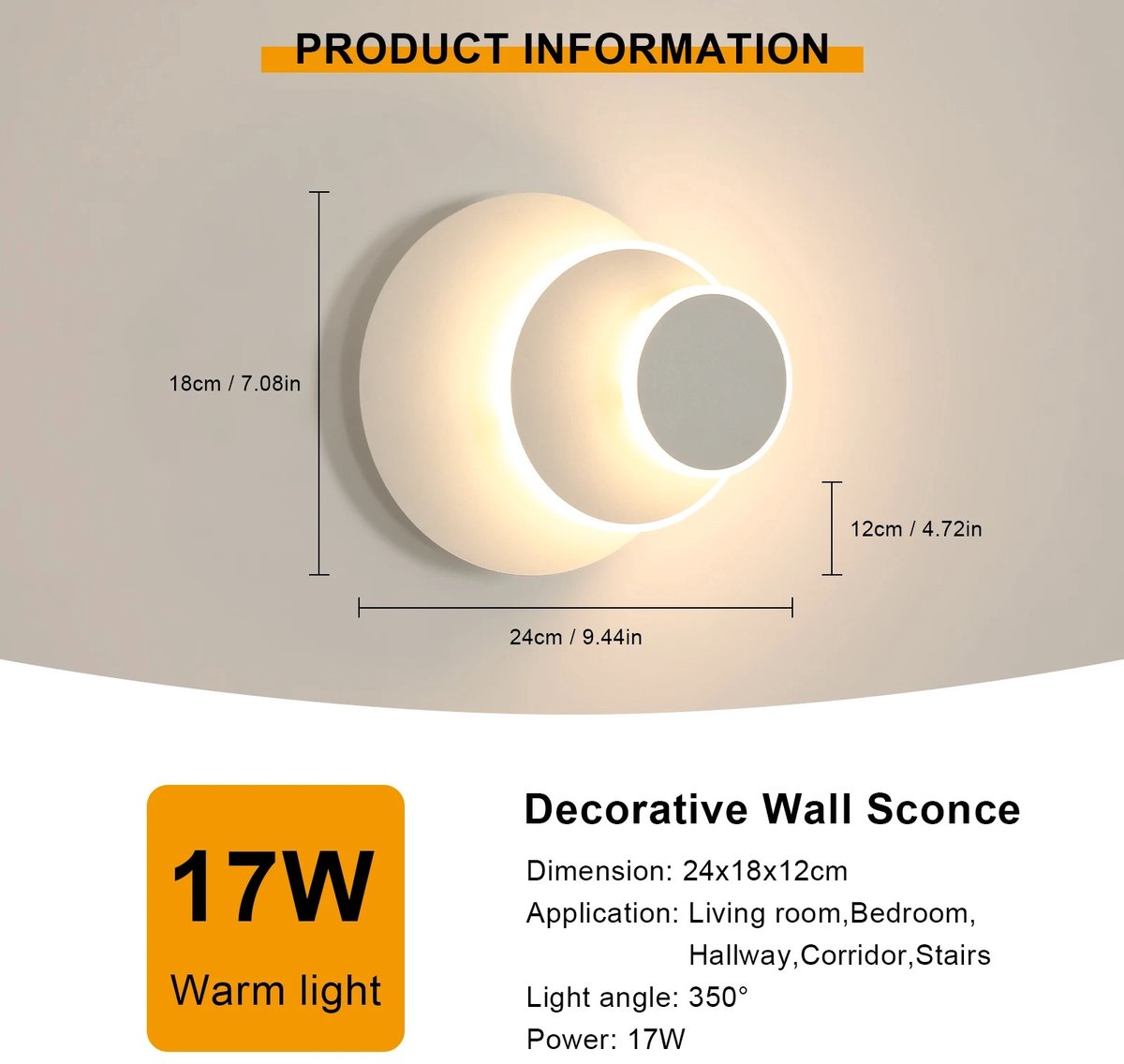 Heidat wandlamp - Led verlichting - Moderne drievoudige ronde lamp - Draaibaar 360° - Warm wit licht -