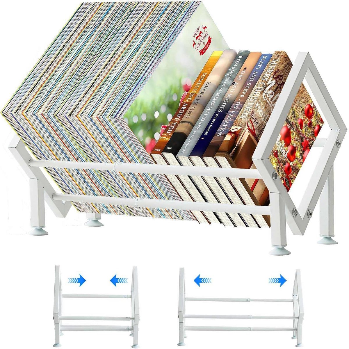 Boekenstandaard - Verstelbaar Tafel Boekenrek - Uitschuifbare Boekenplank voor Bureau - Voor Boeken, Tijdschriften en CD's - Wit - 1 stuk