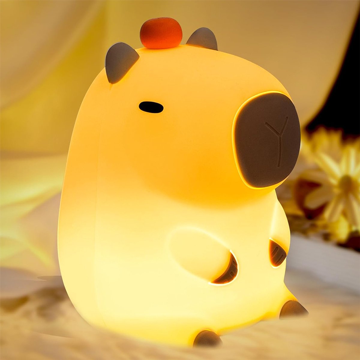 Capybara Lamp - LED - Nachtlamp - Nachtlampje Kinderen & Baby - Touch lamp - Oplaadbaar - Siliconen - Schattig Capibara - Dimbaar - Knijplampje - Lampje Slaapkamer - Met aanraaksensor - Slaap Maatjes - Veilig voor kinderen