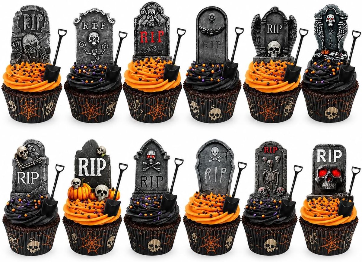 24 stuks Halloween taartdecoratie, Schepjes