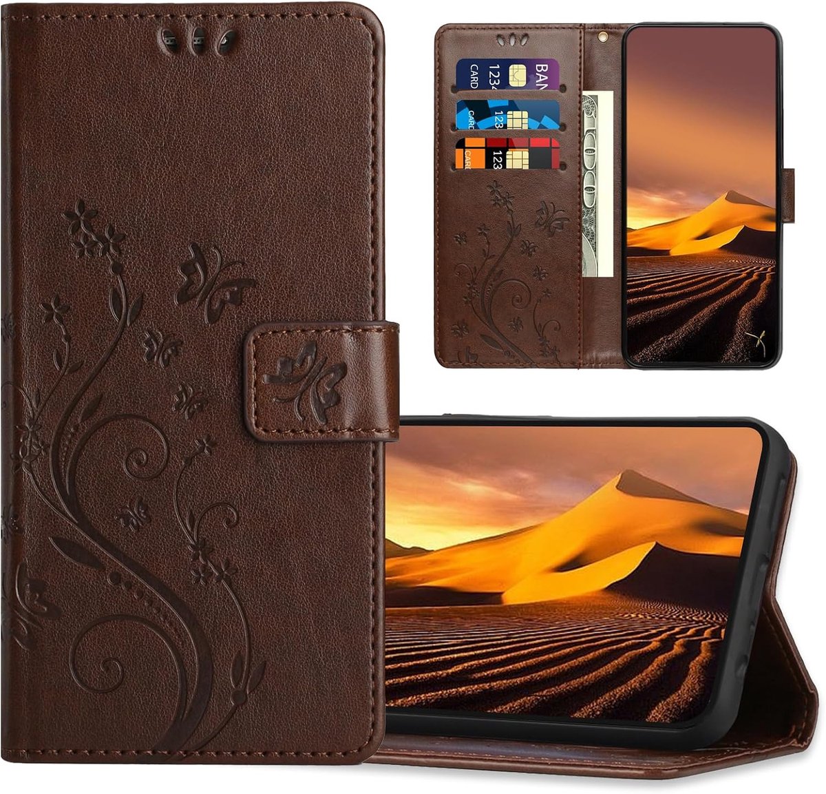 Hoesje voor Huawei P30, Magnetische Beschermhoesje, PU Lederen Portemonnee Hoes voor Huawei P30, Bruin