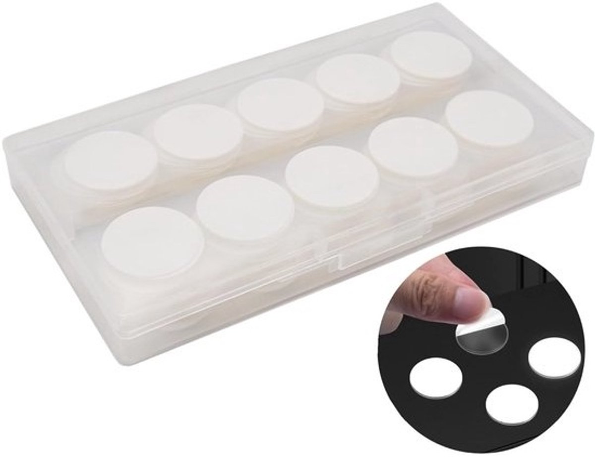 Transparante hechtingspen en zelfklevende poster dots - Dubbelzijdige ronde stickers voor decoratie - Plakband zonder sporen - 25 mm - Verpakking van 200 stuks voor creatief gebruik en handige klussen