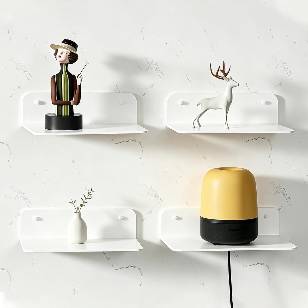 Wandrek zonder boren, wit, mini-wandplank, lijmplank