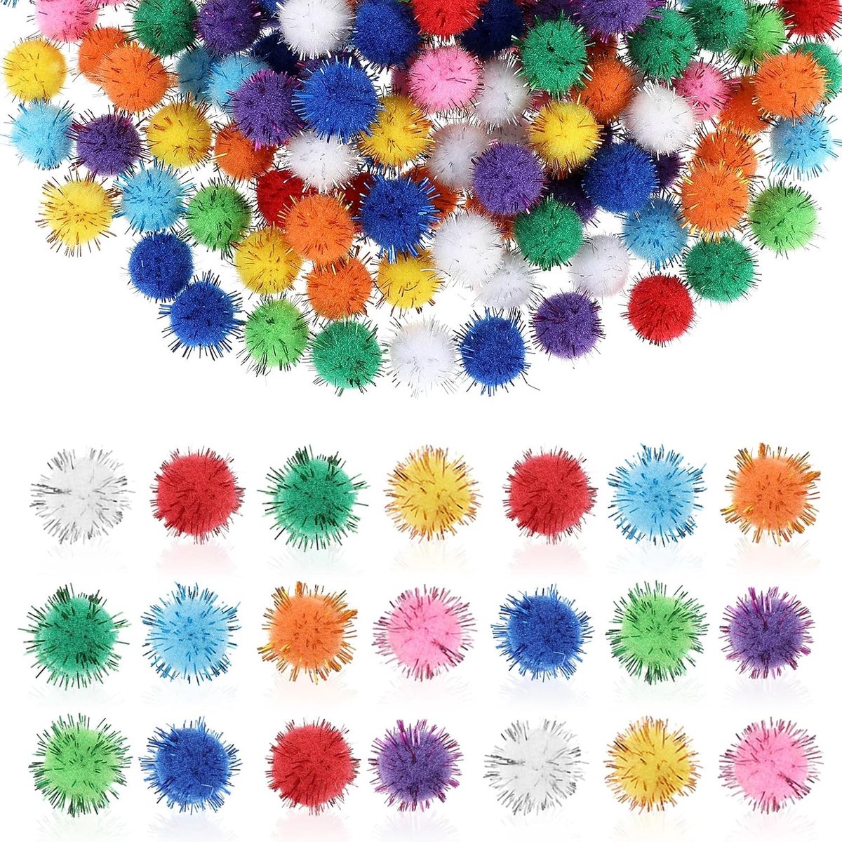 Pack van 250 Kleurrijke Pom Poms voor Creatieve Projecten, Viltballen voor Knutselen, Versieren en Naaiwerk, Geschikt voor Kinderen en Volwassenen