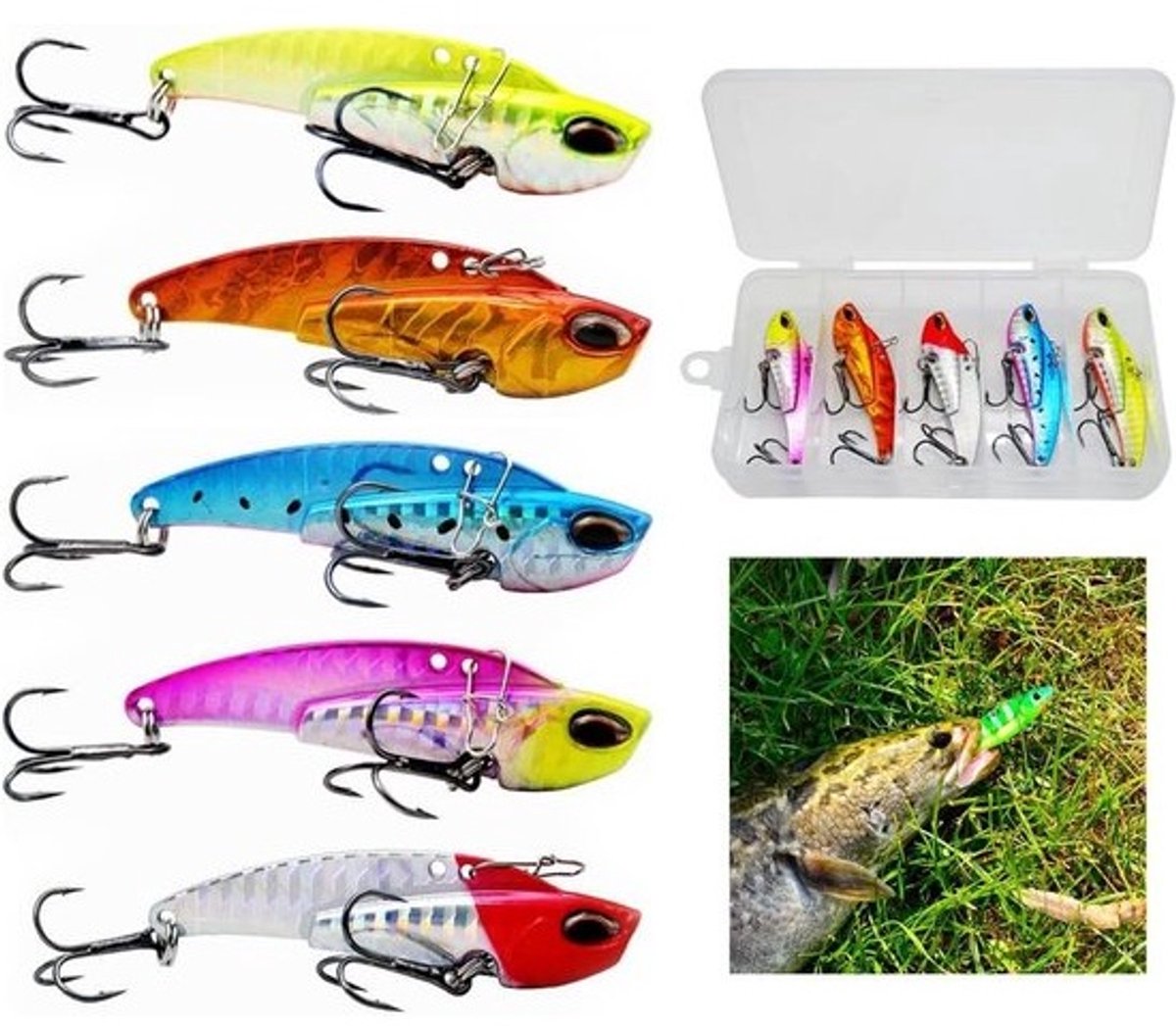 Set om harde vissen te lokken - Metaal - Spinnerbaits - 5 stuks