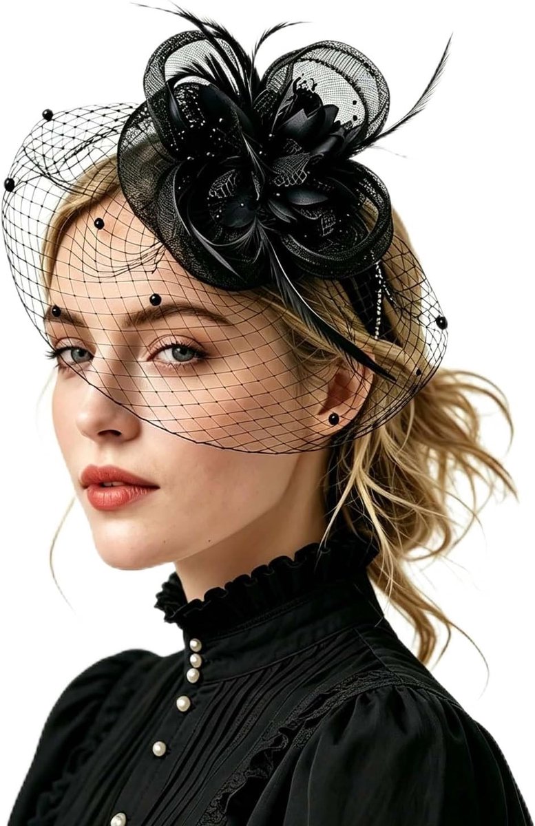 Hoofdaccessoire Met Mesh| Voor Bruiloften en Race-Dagen
