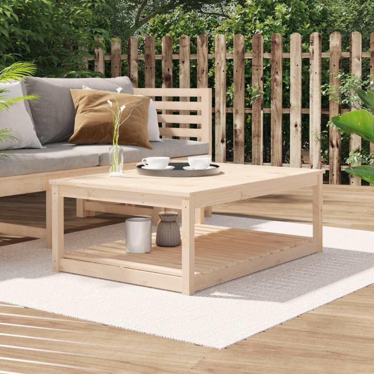 121x82,5x45 cm massief grenenhout robuust stabiel open schap voor buiten tuin terras patio eettafel hout duurzaam weerbestendig elegant