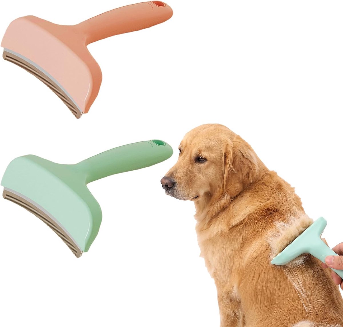 2 stuks kattenborstel, ondervacht en vlooienkamset, roestvrij stalen kattenkam voor vachtverzorging, borstel kat en hond voor zachte ondervacht verwijderen, huisdierborstel voor kort en lang haar