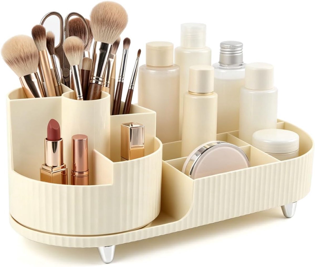 360° draaibaar, cosmetica-opslag met vakken, kaptafelorganizer, draaibaar, cosmetica-organizer voor kwasten, parfum, huidverzorging, voor make-uptafel, badkamer, slaapkamer
