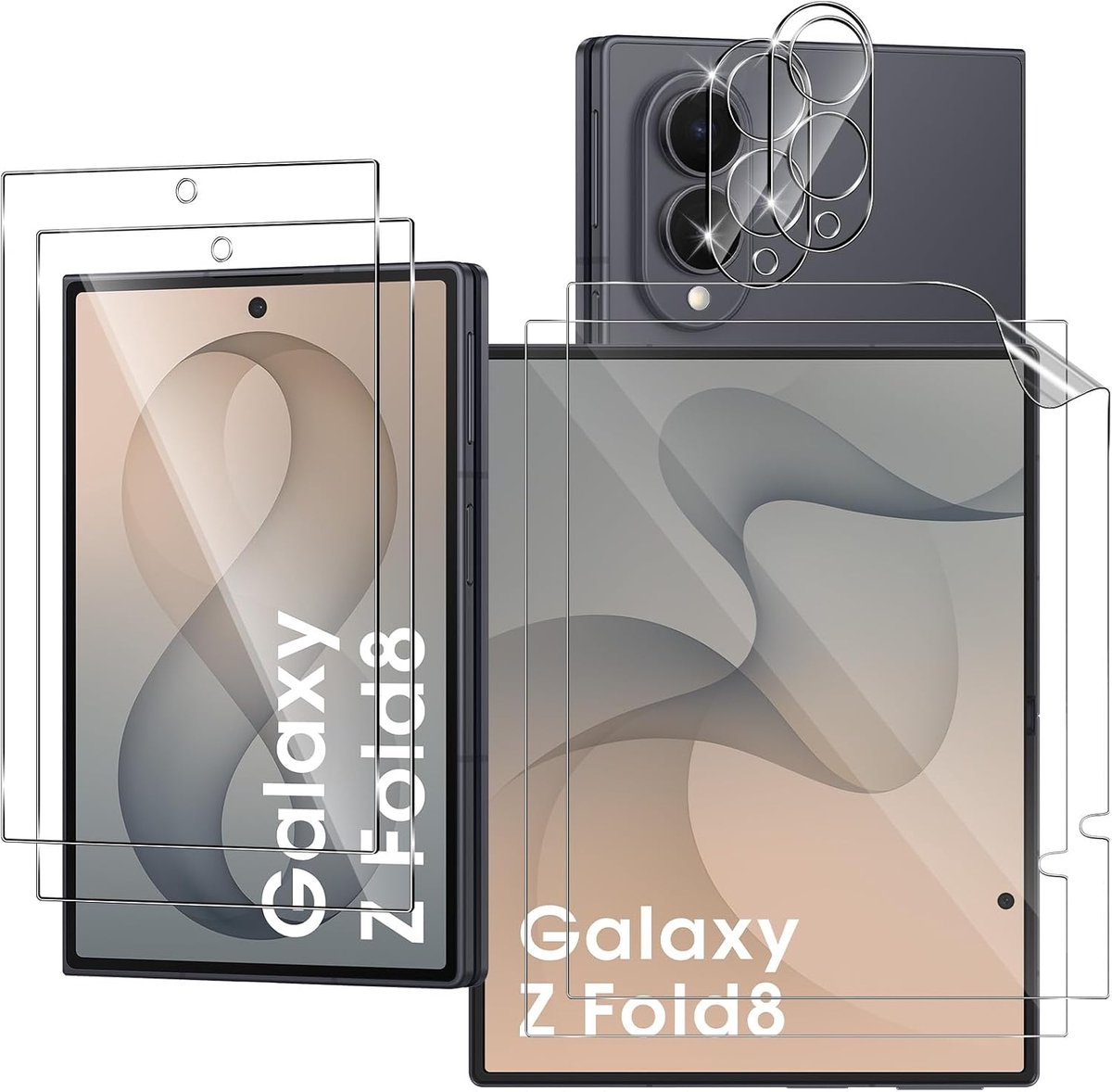Lutree voor Samsung Galaxy Z Fold 8 5G gehard glas, 2+2+2 stuks, binnenkant TPU beschermfolie + achterkant beschermend glas + camerabeschermfolie, krasbestendige displaybescherming voor Z Fold8 5G