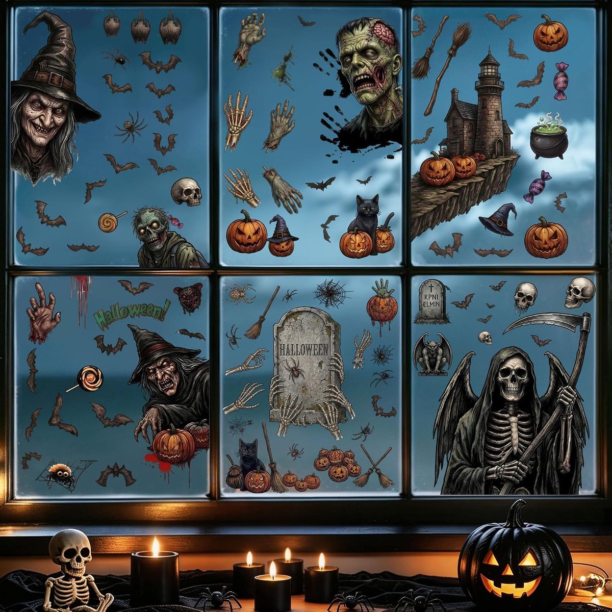Raamstickers voor Halloween, bloedige horror van glas, decoratie