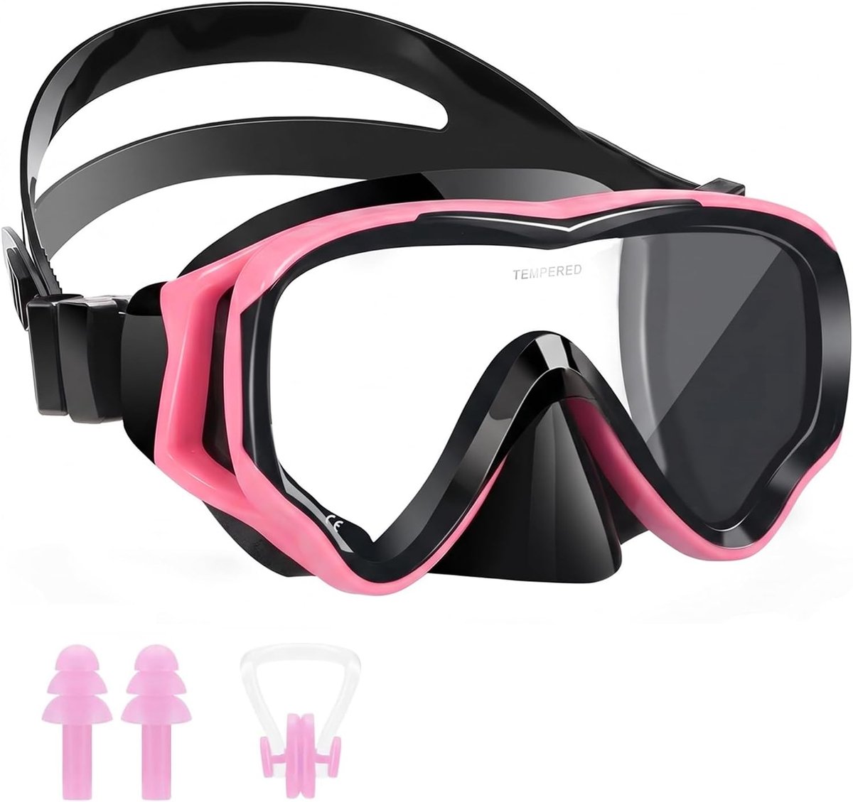 Snorkelset voor kinderen, HIKOTEY droge snorkelset voor kinderen, anti-condens, panorama, anti-lek duikmasker, droge snorkel met waterdichte oordopjes, snorkelset voor jongens