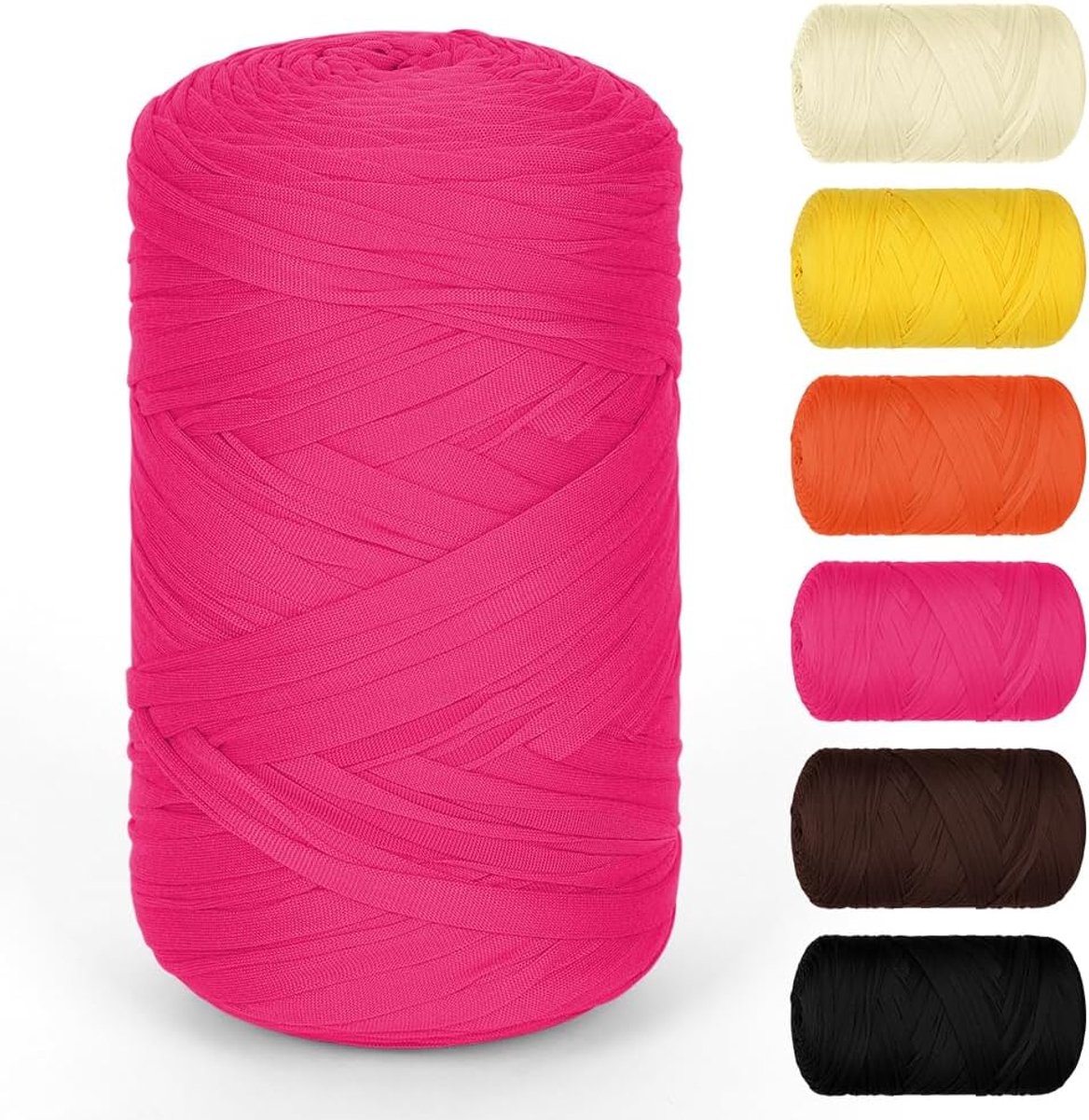 400g T-Shirtgaren, T-Shirt Yarn om te Haken, Grof, Rozerood