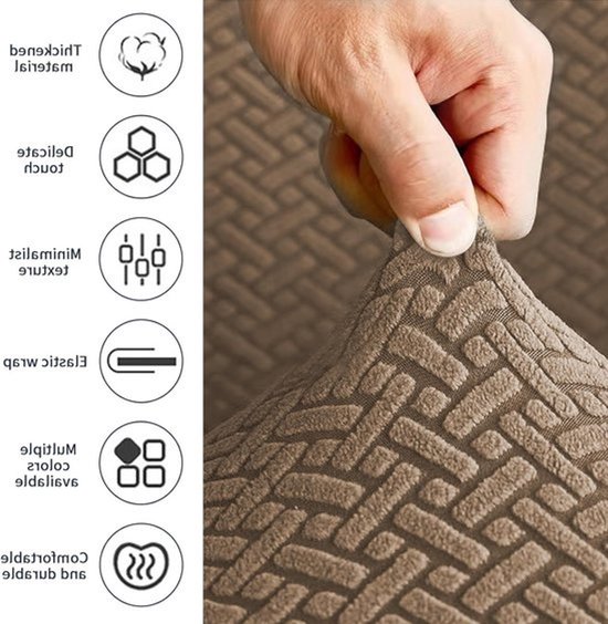 Stretchbare, allesomvattende stoelbeschermer voor relaxstoelen - 4-delige wasbare set - Slijtvast en krasbestendig, bruin — afbeelding 2