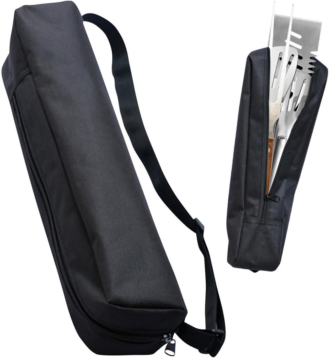 Verpakking van 1 stuk - BBQ-opbergtas - Opbergtas voor BBQ-accessoires - Opbergtas voor lampenstandaard - Schoudertas - 70*15*15 cm - Oxford-stof - Waterdicht en slijtvast - Lange gereedschapstas - Zwart