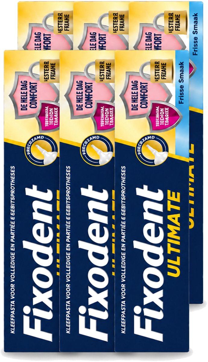 6 x Fixodent – Kleefpasta – Ultimate Fresh – 40 g - Voordeelverpakking - 6 stuks