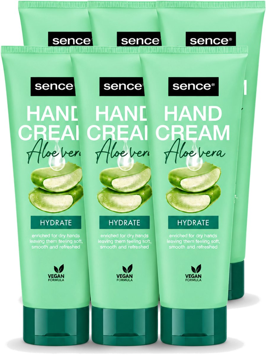 6 x Sence Beauty – Handcrème – Aloë Vera – 75 ml - Voordeelverpakking - 6 stuks