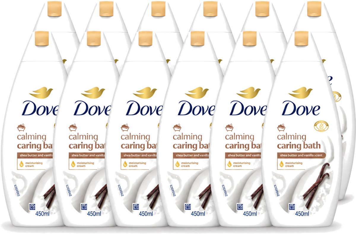 12 x Dove – Badcrème – Sheaboter & Vanille – 450 ml - Voordeelverpakking - 12 stuks