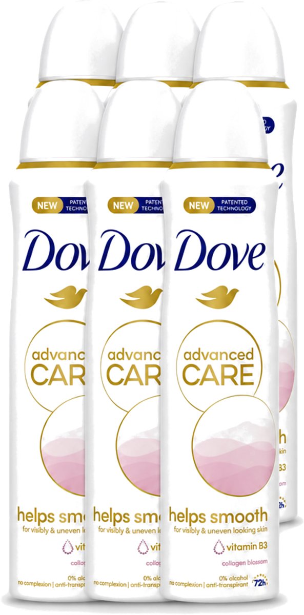6 x Dove – Deodorant Spray – Helps Smooth Advanced Care – 150 ml - Voordeelverpakking - 6 stuks