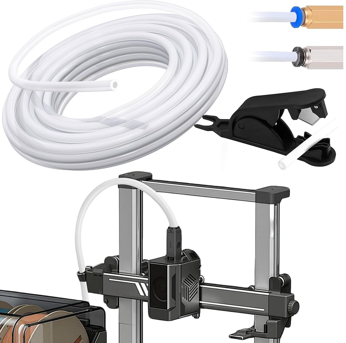 5M PTFE Teflon Buizen, 2.5mm ID 4mm OD PTFE Buis met Cutter, Witte 3D Printer Buis compatibel met Bambu Lab A1 / A1 - ShopVlot