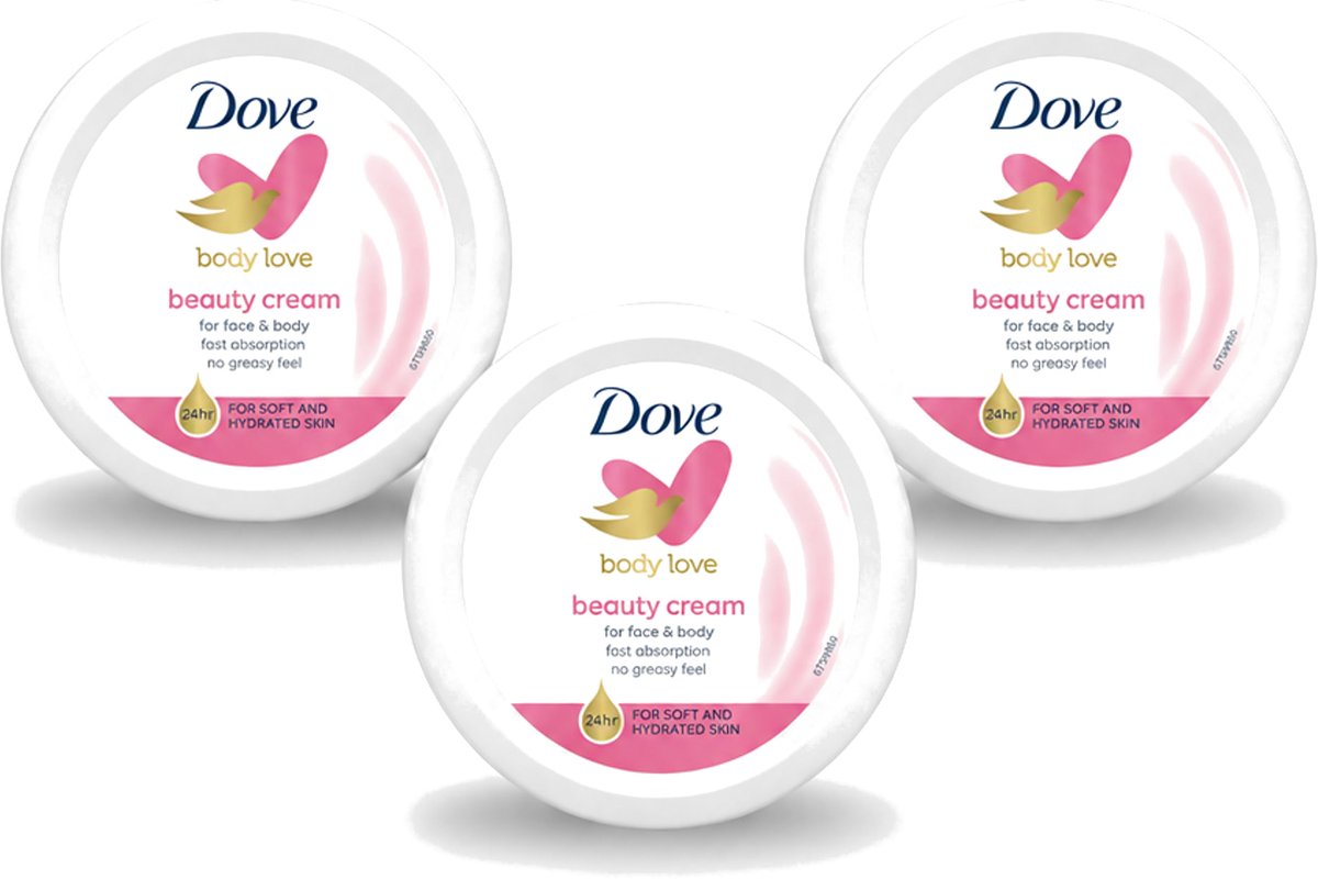 3 x Dove – Bodycrème – Beauty Cream – 75 ml - Voordeelverpakking - 3 stuks